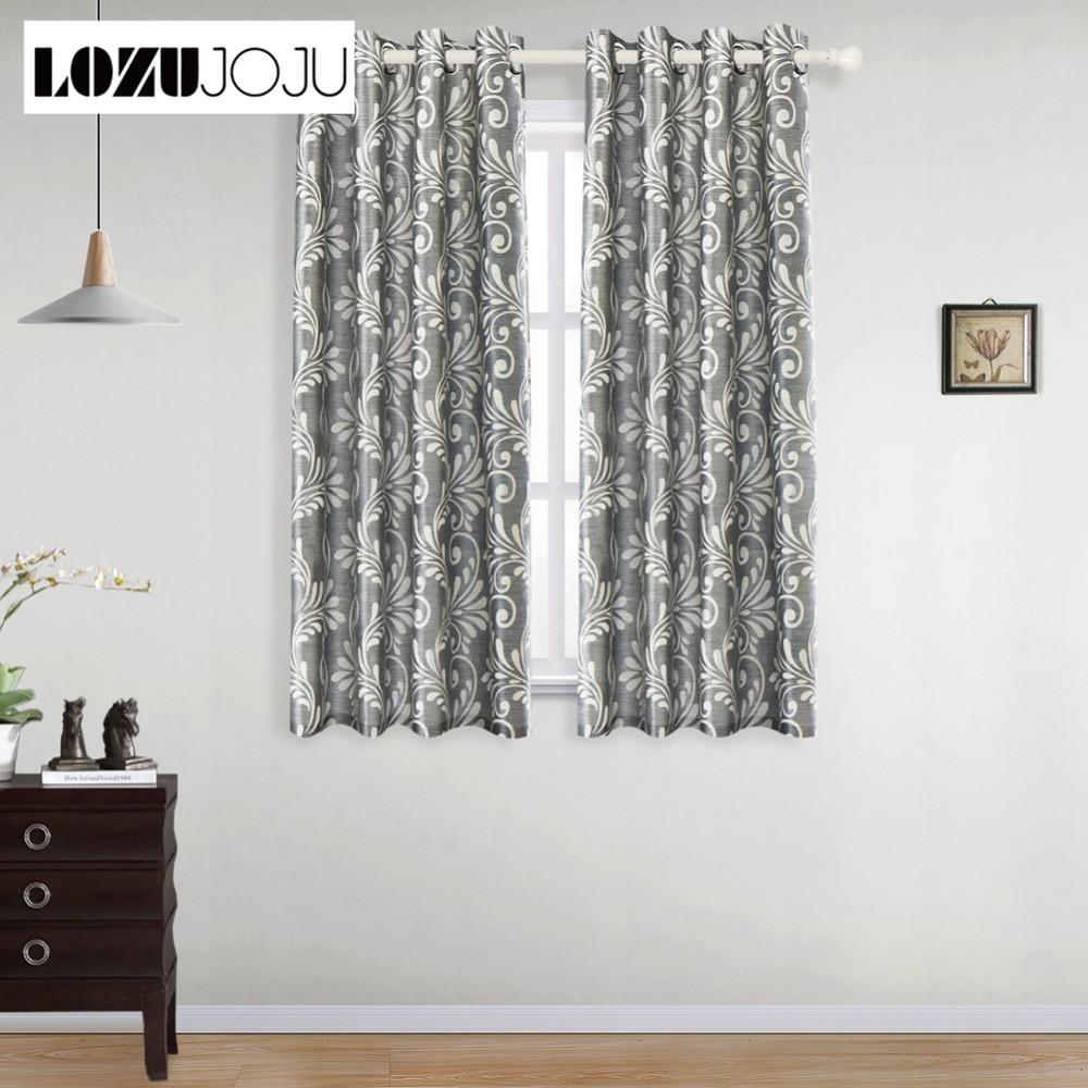 LOZUJOJU Short Blackout Curtains for Living Room Bedroom Thread Floral  Design Grey Curtain Modern Style Drapery for Kitchen Door Curtains Cheap  Curtains
