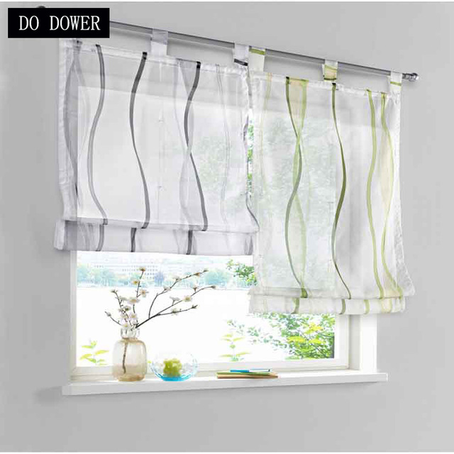 1pcs Wave Roman Curtains Tulle Vienna Light Color Sheer For Living Room  Bedroom Window Kitchen Short blackout curtain 4 color