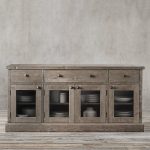 Salvaged Wood Glass Dining Sideboard in salvaged grey, from