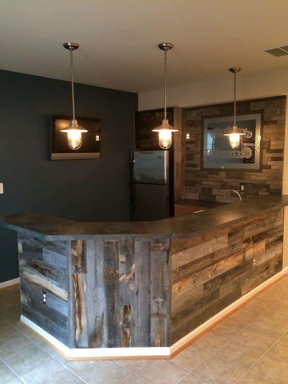 1. simple and cozy Basement bar idea