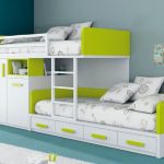 Kids Beds With Storage for a Tidy Room : Extraordinary White Green Bunk Kids  Beds With Storage Design Ideas | Kid stuff | Modern bunk beds, Bedroom,