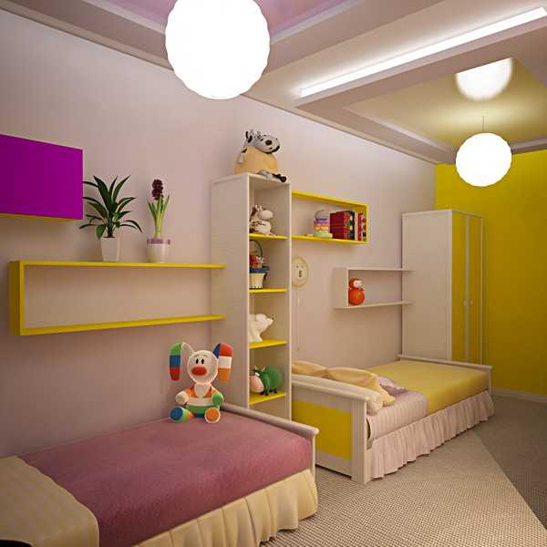 boy and girl children bedroom in two colors