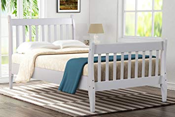 Bed Frame Twin Wood Oak,JULYFOX Modern White Bed Frame And Headboard Foot  board Bed Rails Twin 330lb Heavy Duty No Box Spring Need Anti Slip Sturdy  Single