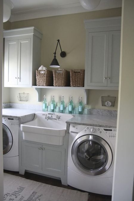 sink between washer and dryer with cabinets overhead Garden, Home and  Party: Laundry Rooms