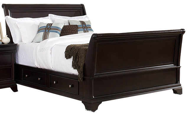 Homelegance Inglewood Sleigh Platform Bed with Storage Drawers in Cherry -  Traditional - Sleigh Beds - by Beyond Stores