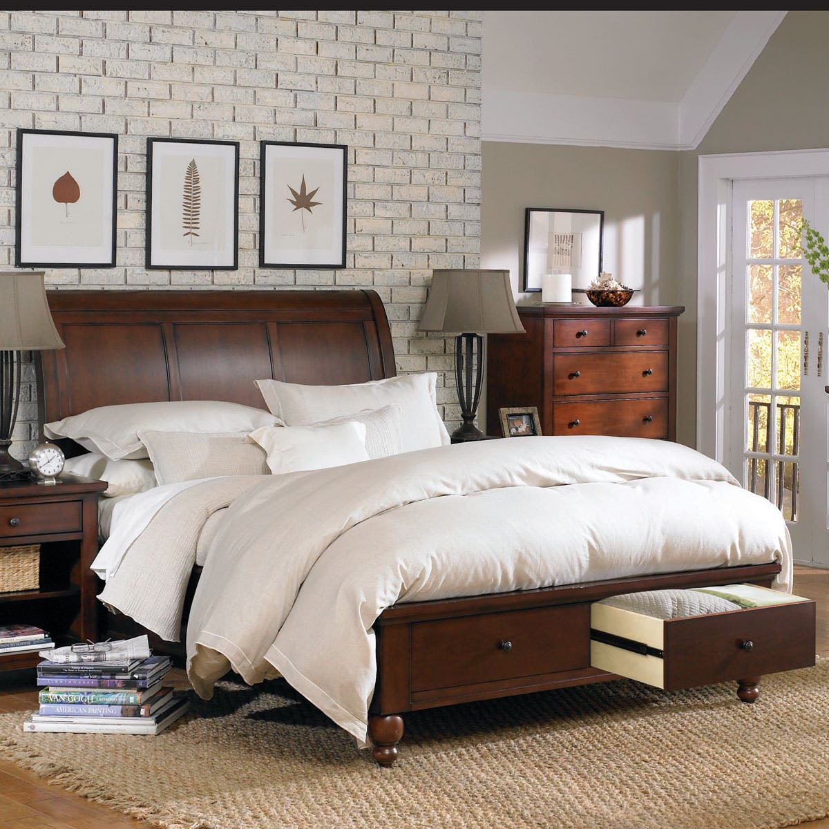 aspenhome Cambridge King Size Sleigh Bed with Storage Footboard p16860