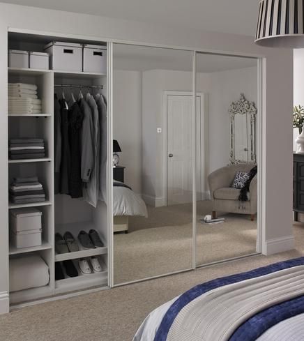 Mirror Door White Edge | Sliding Wardrobe Doors | Doors & Joinery | Howdens  Joinery