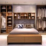 Bedroom Storage Ideas - wardrobes on either side of the bed, and with long  white curtains covering
