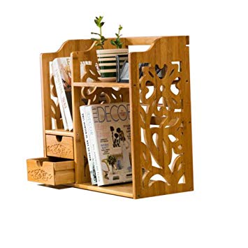 Jcnfa-Shelves Bamboo Shelf Simple Bookshelf Student Small Bookshelf Hollow  Office Bookshelf Stratified, with
