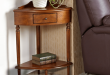 Compact wood corner accent table.