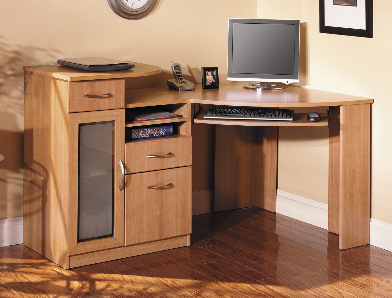 Furniture Wood Computer Desk With Keyboard Tray