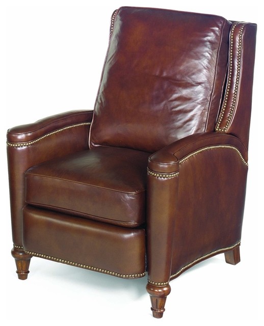 Leather Recliner W Cushioned Seat And Back Traditional small leather  recliner chair