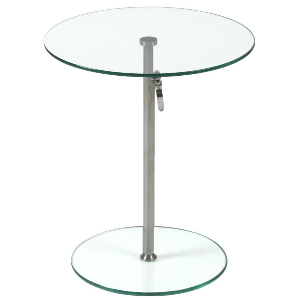 Rafaella Round Glass Side Table-Clear-Chrome