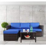 Patio Furniture Rattan Sofa Outdoor Sofa Set Garden Patio Sectional Sofa  Couch Cushioned Chair Conversation Sets