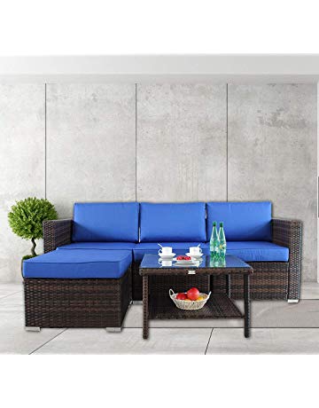 Patio Furniture Rattan Sofa Outdoor Sofa Set Garden Patio Sectional Sofa  Couch Cushioned Chair Conversation Sets