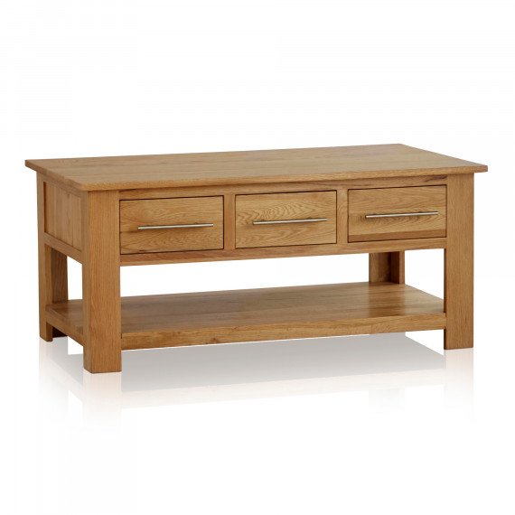 Rivermead Natural Solid Oak 6-Drawer Storage Coffee Table