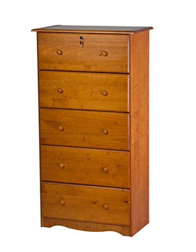 100% Solid Wood 5-Super Jumbo Drawer Chest with Lock by Palace Imports,
