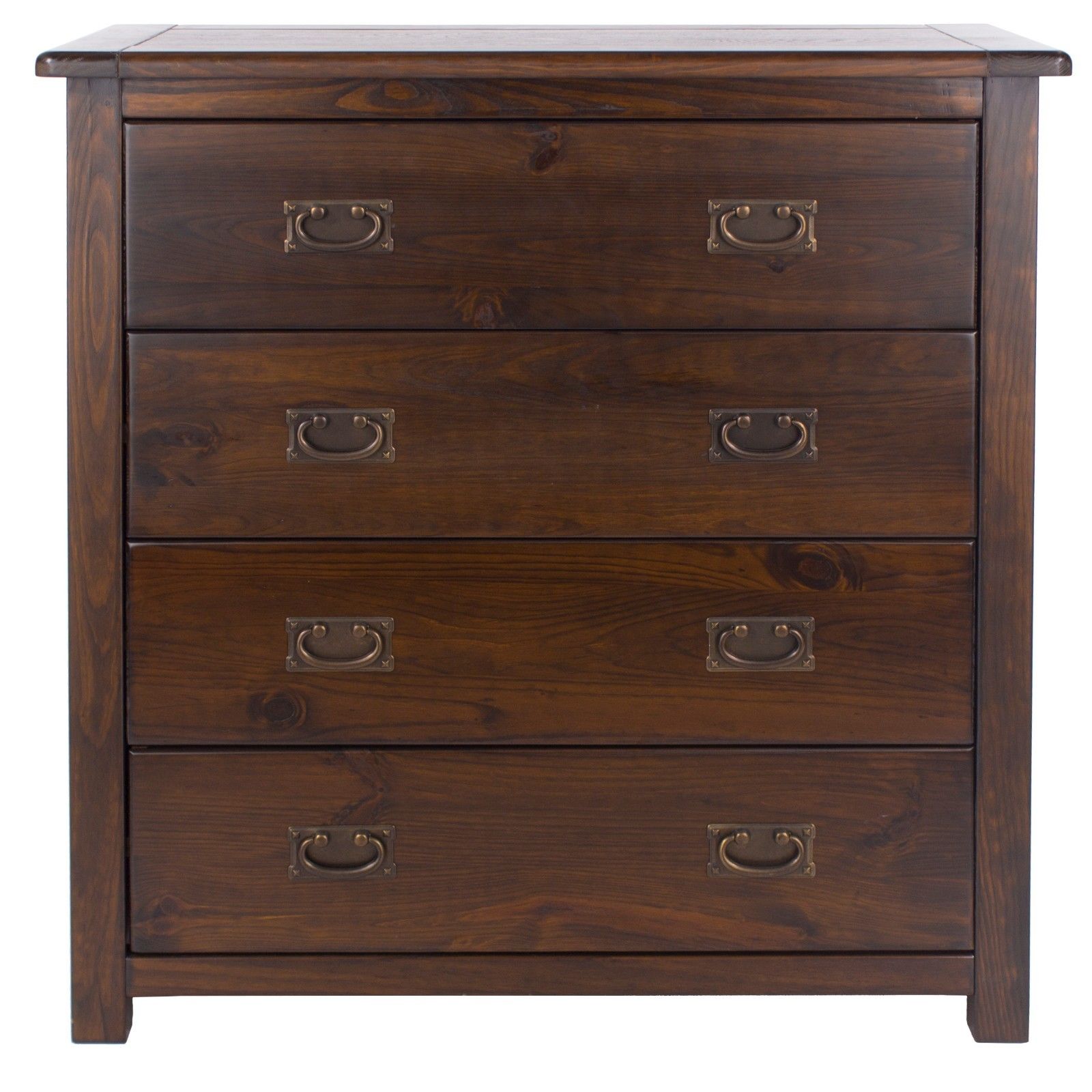 Baltia Dark Wood Chest of 4 Drawers Solid Wood Large Storage Bedroom