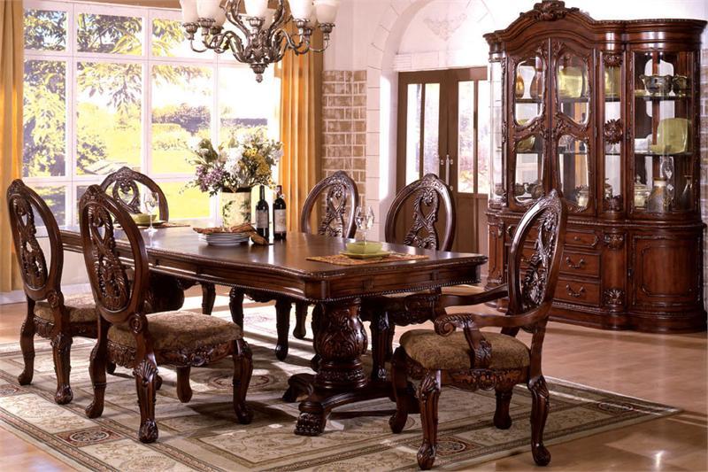 Tuscany Antique Cherry Traditional Pedestal Dining Table Set