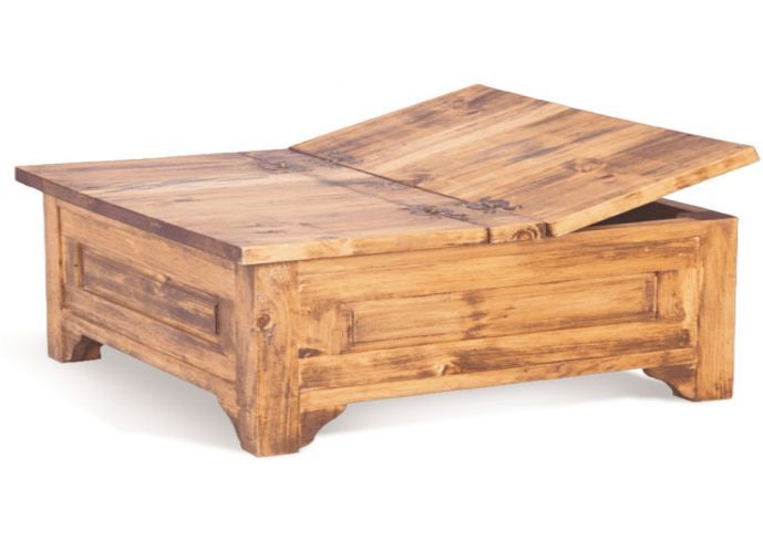 large square storage chest trunk wood box coffee table