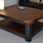 Coffee Table, Cool Dark Brown Square Modern Metal And Wood Rustic Coffee  Table With Storage