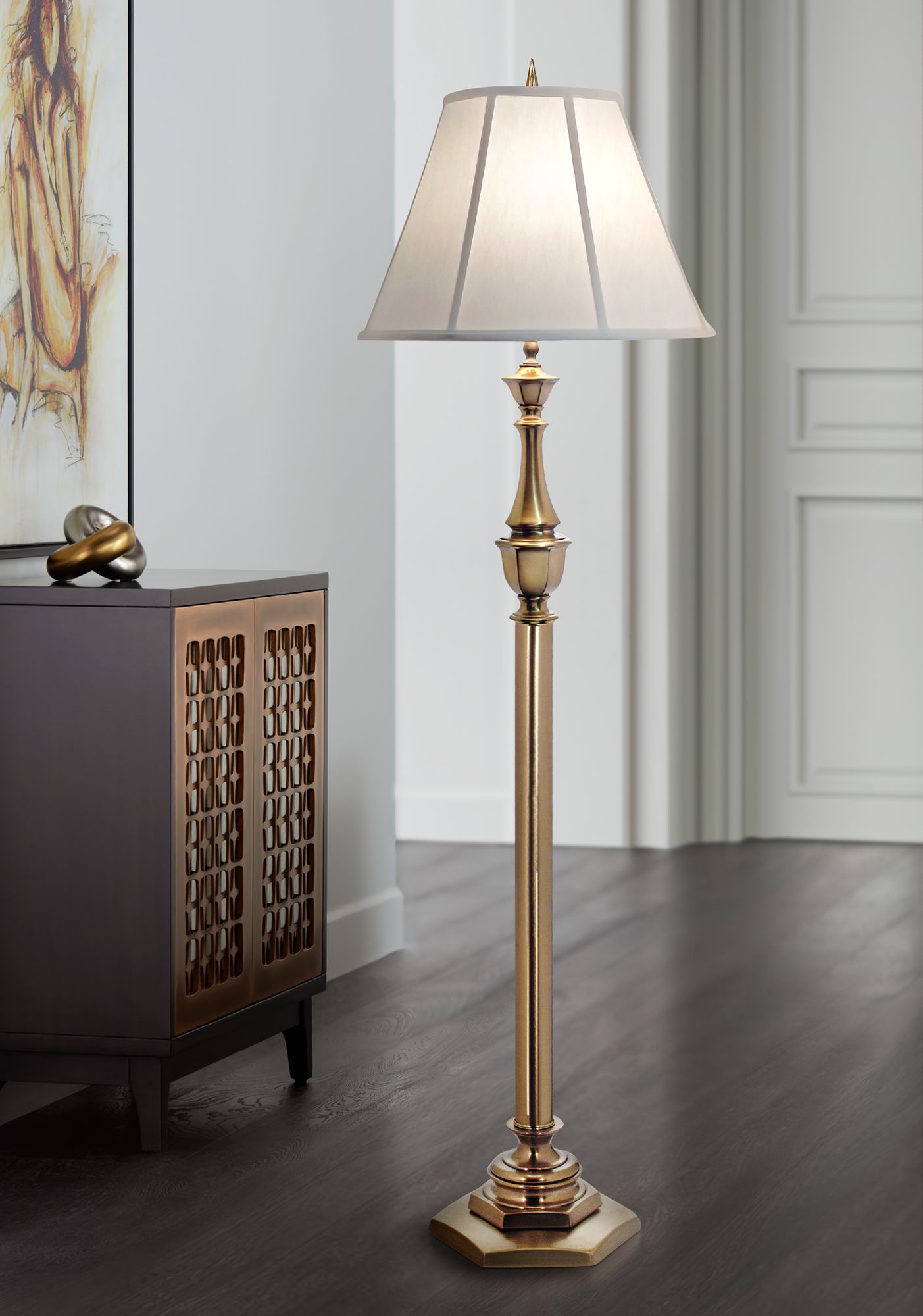 Stiffel Redondo Antique Brass Floor Lamp