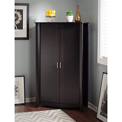 Traveller Location: Bush Furniture Aero Tall Storage Cabinet with Doors in Classic  Black: Kitchen & Dining