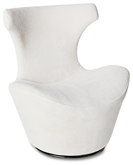 Wedge Modern Swivel Occasional Chair, White