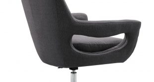 Armen Living Quinn Contemporary Adjustable Swivel Accent Chair in Polished  Chrome Finish with Grey Fabric