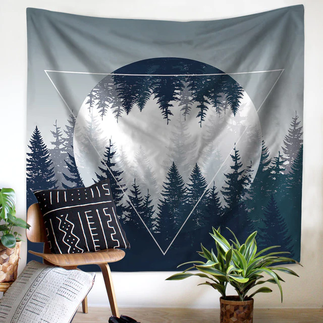 Wall Tapestry Fog Tree Forest Mountain Wilderness Forest Nature Wall Decor Large  Wall Hanging Wall Art