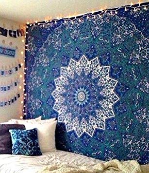 Large Indian Mandala Tapestry Hippie Tapestry Wall Hanging Throw Bedspread  Dorm Tapestry Kaleidoscopic Star Tapestry Wall