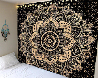 Cotton Golden Tapestry Wall Hanging Wall Tapestry Wall Hanging Mandala  Tapestry Hippie Tapestry Tapestry Mandala Bohemian Indian Tapestry