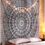 Rajrang tapestry wall hanging dorm, Elephant tapestry, Cotton mandala  Tapestry Beach throw, Black