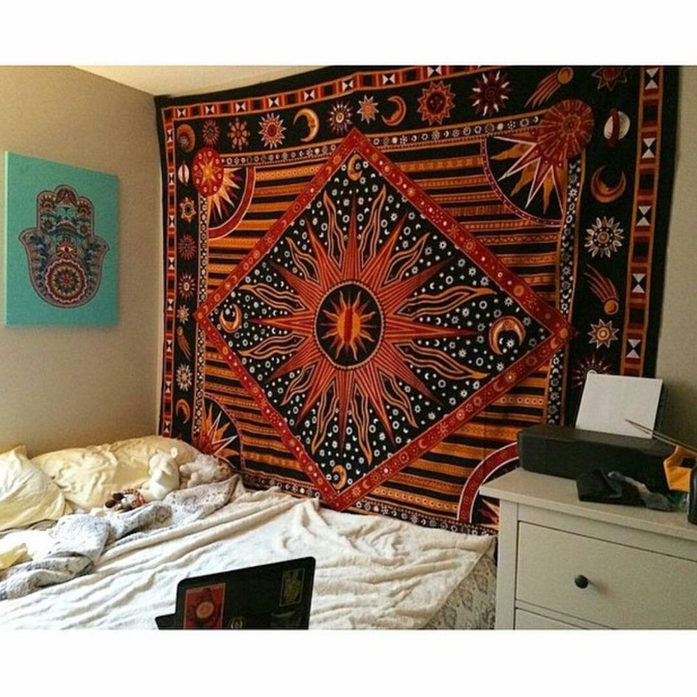 Multicolor Celestial Sun Moon & Planets Tapestry Wall Hanging Throw  Bedspread Bedding