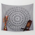 Black and White Hippie Elephant Tapestry Wall Hanging Wall Tapestry