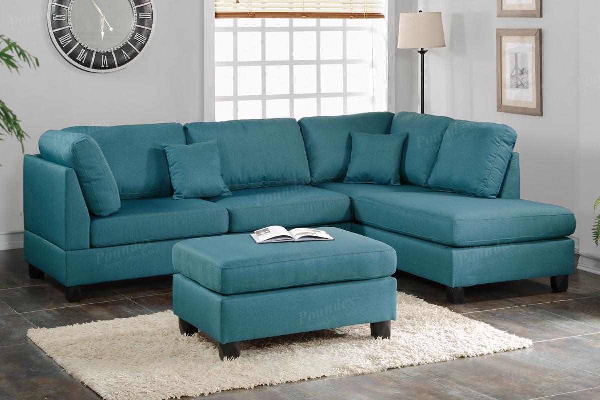 Blue Fabric Sectional Sofa and Ottoman - Steal-A-Sofa Furniture Outlet Los  Angeles CA