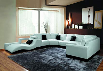 2264B Modern White Leather Sectional Sofa