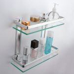 KES Bathroom 2-Tier Glass Shelf with Rail Aluminum and Extra Thick Tempered  Glass Shower Shelving