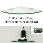 Image is loading Corner-Tempered-Glass-Shower-Shelf-Kit-Rounded-With-