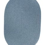 Blue Wool Rug Solid Braided Textured 5 Feet by 8 Feet Oval Thick Casual  Carpet
