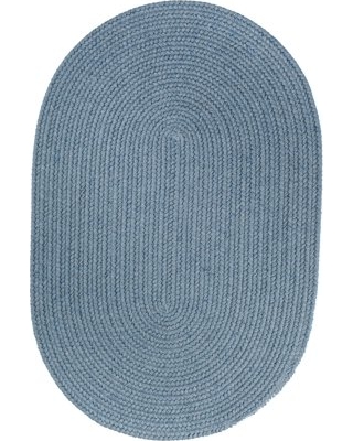 Blue Wool Rug Solid Braided Textured 5 Feet by 8 Feet Oval Thick Casual  Carpet