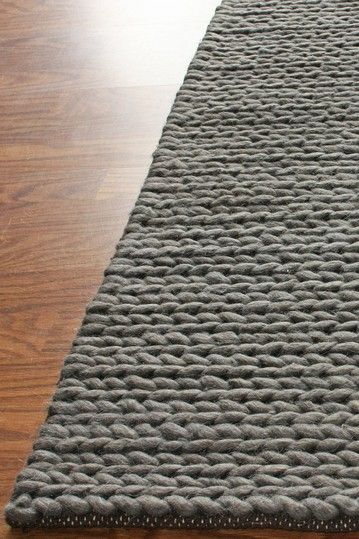 Love My Rugs Chunky Thick Cable Wool Rug - Grey