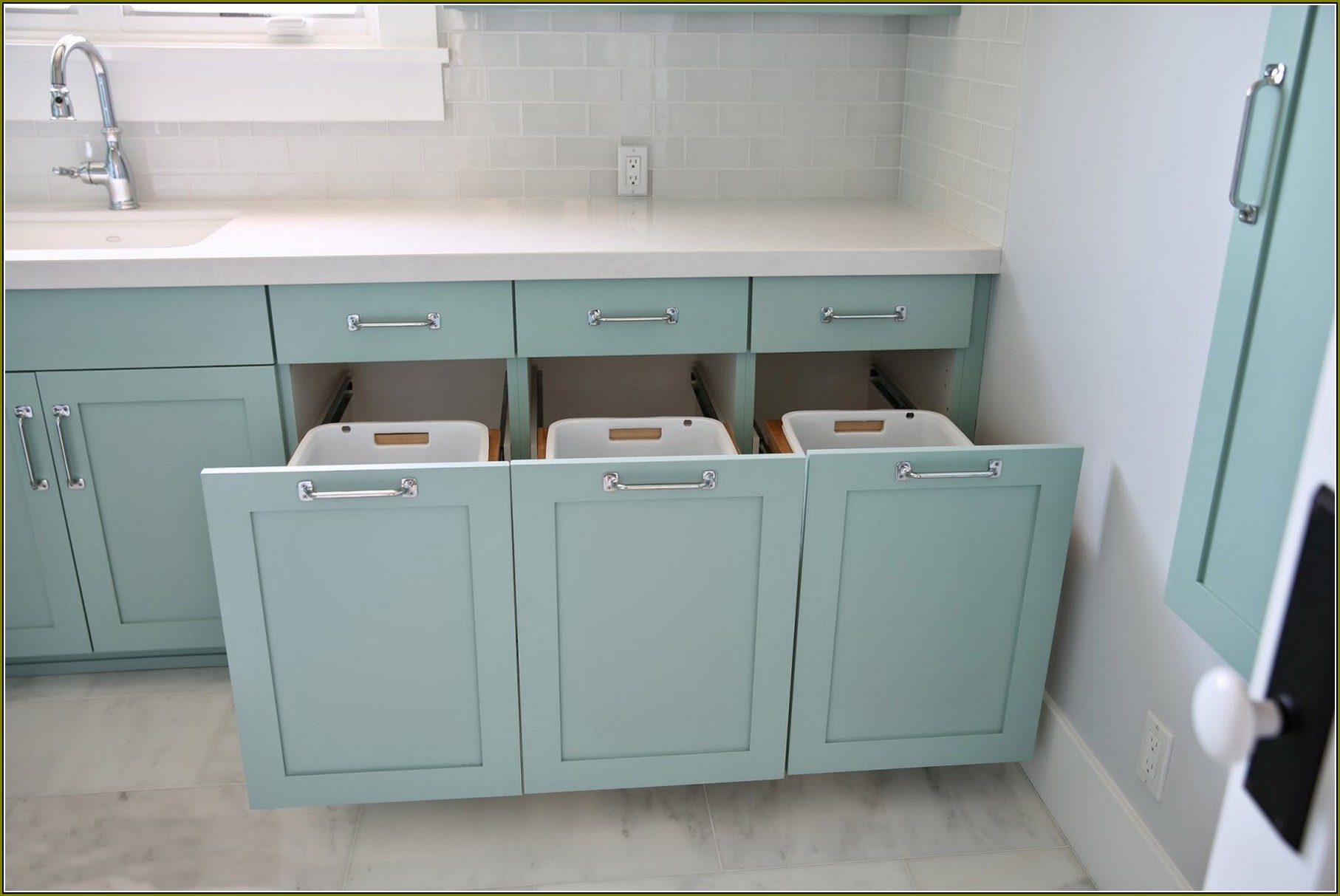 Image of: Corner 3 Bin Laundry Hamper
