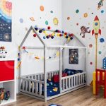 Scandinavian design Baby room interior baby bed or children bed