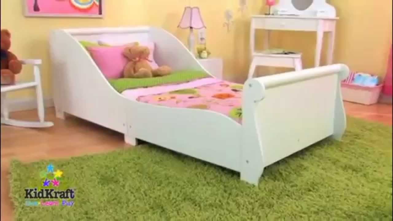 Kids Childs Toddler Junior My First Sleigh Cot Bed KidKraft Bedroom  Furniture - YouTube
