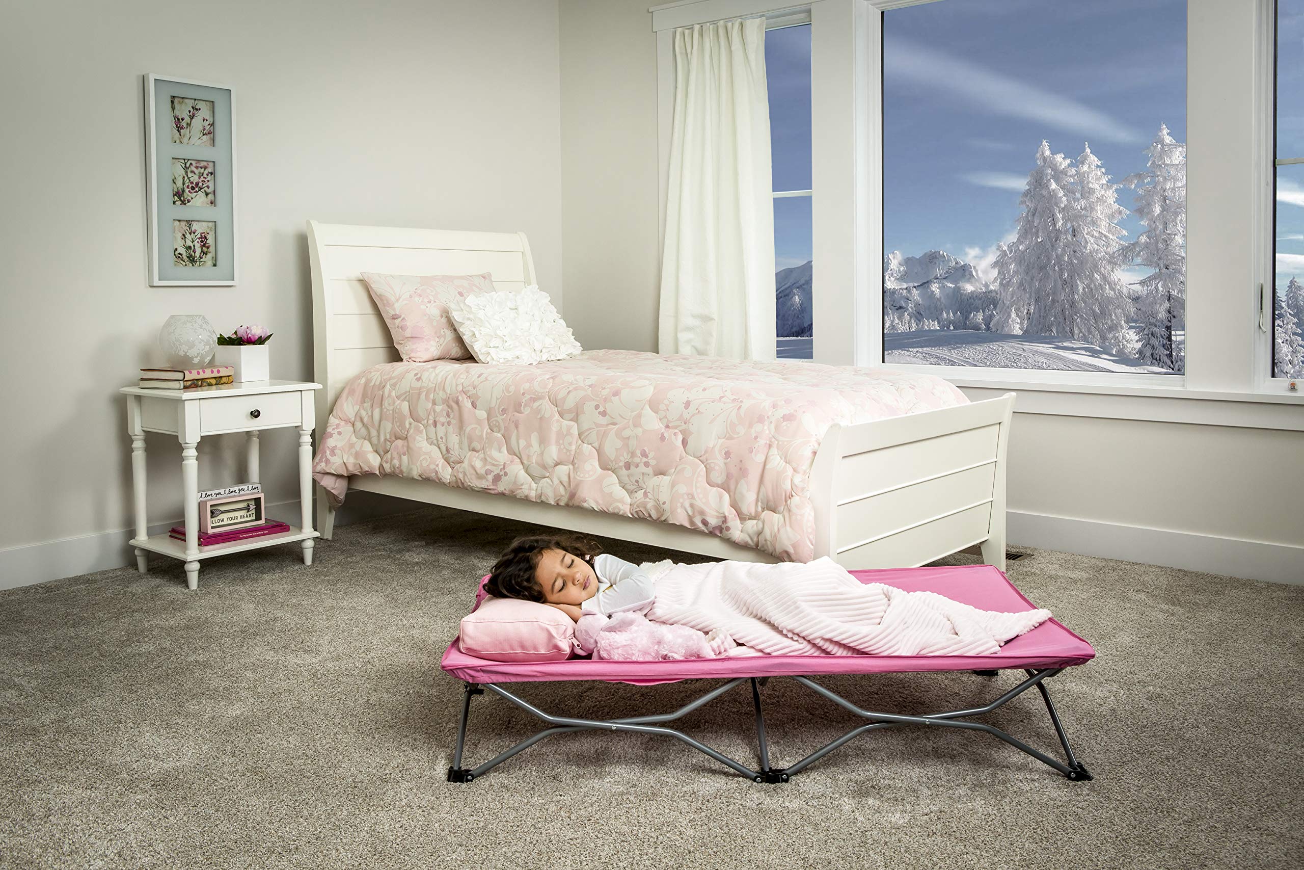 Regalo My Cot Portable Toddler Bed, Includes Fitted Sheet, Pink