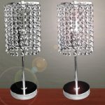 Furniture, Pair Of Touch Bedside Table Lamps With Stainless Steel Stand And  Hanging Crystal As Lampshade Ideas ~ Bedside Table Lamps