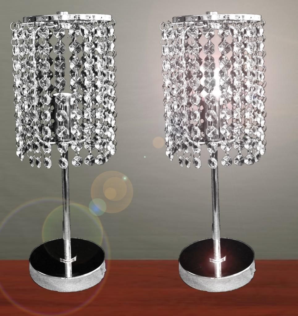 Furniture, Pair Of Touch Bedside Table Lamps With Stainless Steel Stand And  Hanging Crystal As Lampshade Ideas ~ Bedside Table Lamps