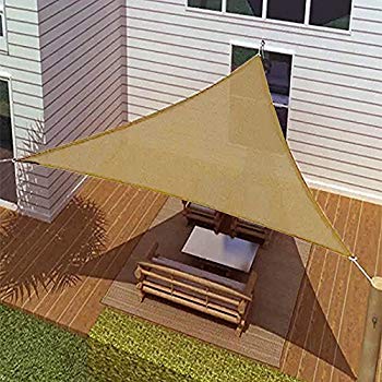 Idirectmart Triangle Sun Shade Sail 16 Feet 5 Inches - Sand