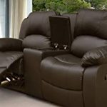 Lovesofas Valencia 2 Seater Recliner Sofa with Console - Brown